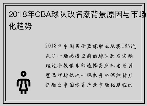 2018年CBA球队改名潮背景原因与市场化趋势